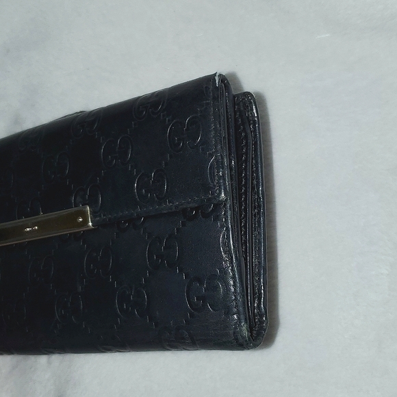 Gucci Black Guccissima Leather Flap Continental Wallet - Picture 13 of 16